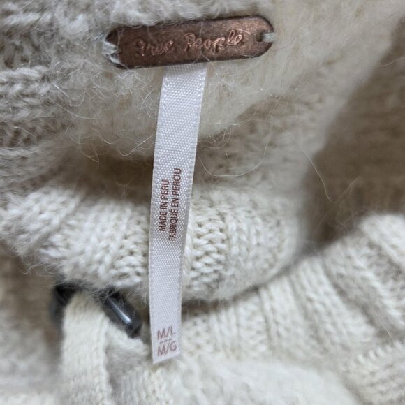 Free People Sweater Womens Medium Large White 100% Alpaca Chunky Knit Coatigan - Picture 3 of 10